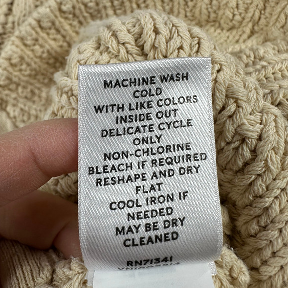 L.L. Bean Sweater Women Medium Cream Signature Fisherman Tunic Cable Knit Cotton - Picture 5 of 8